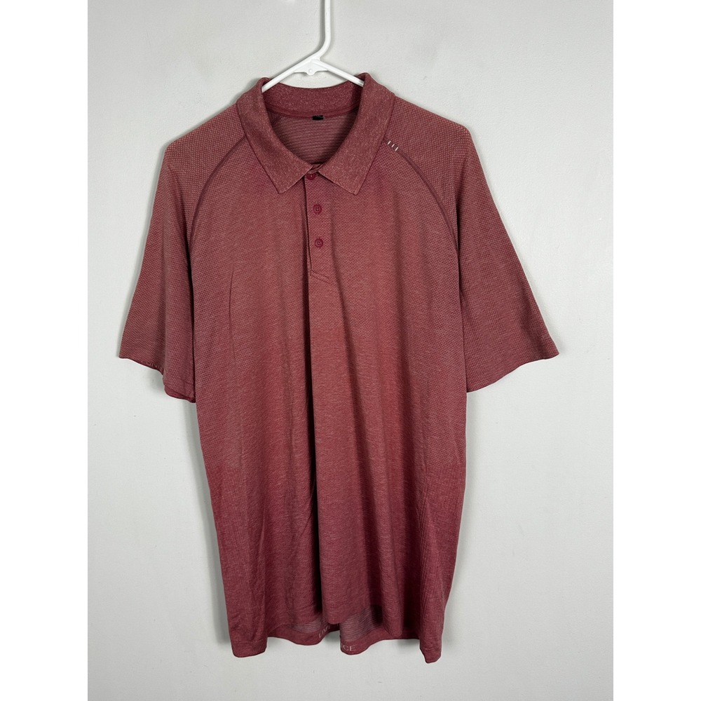 Lululemon Salmon Pink Short Sleeve Polo Shirt Mens Size XXL Golf Tee Summery Top